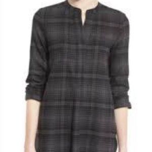 Theory Orvinio Avalon Plaid Checkered Wool Flannel Tunic Top  sz.P